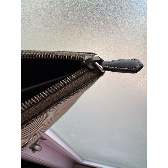 COPY - Prada Wallet Brown Fabric Leather Zip Bifold Card Holder Rectangle Y2k C… - Picture 11 of 16